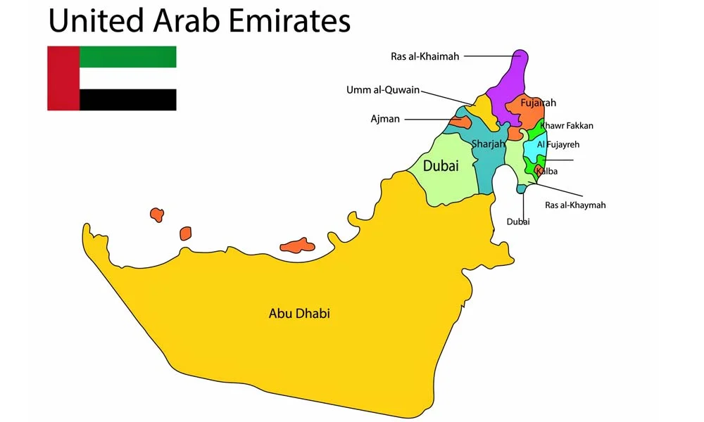 نقشه شهرهای امارات